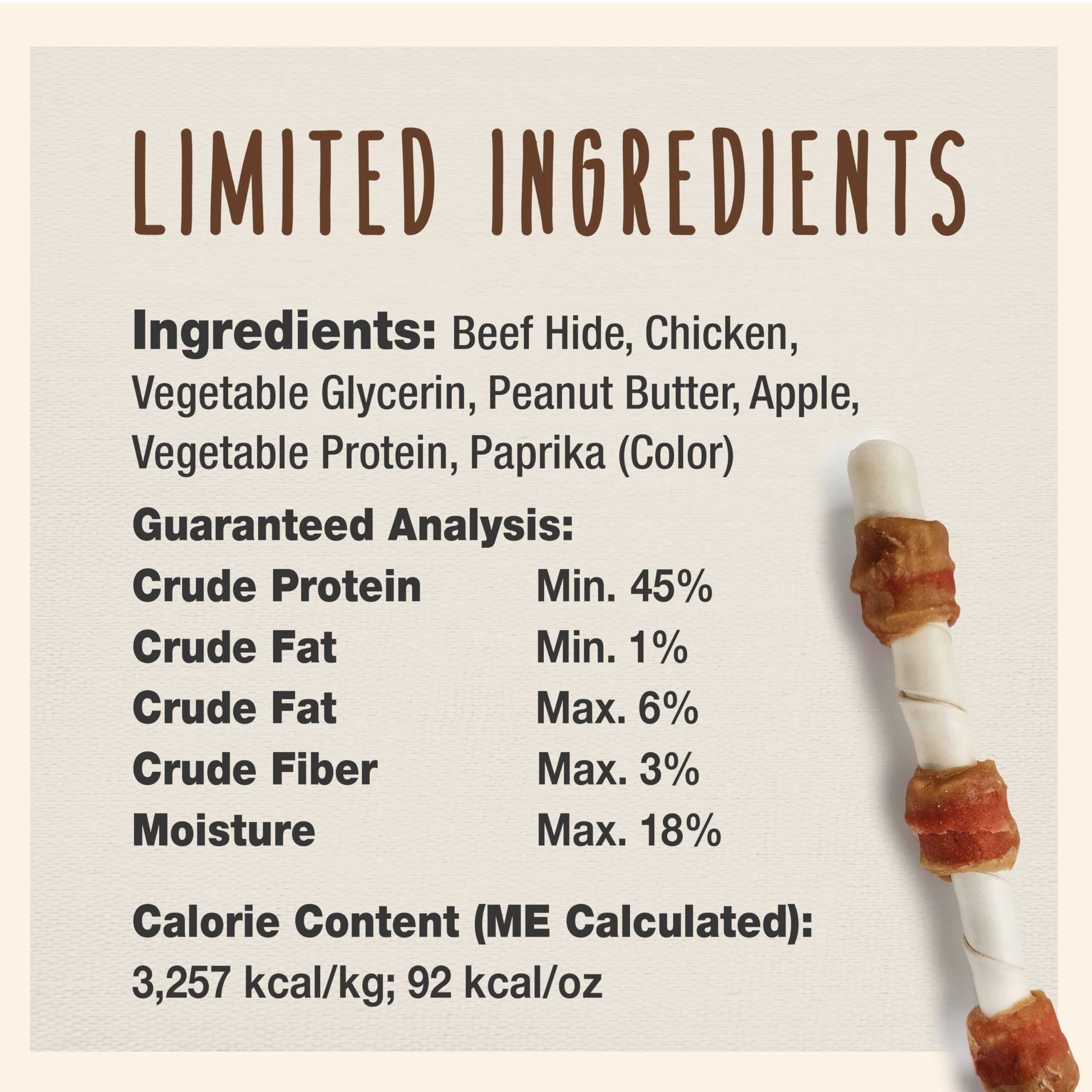 Cadet Chef's Specialties Natural Rawhide Shish Kabob Chew Sticks, Apple Peanut Butter Flavor, Healthy Dog Treats for Large Breeds, 3 Count - Image 4