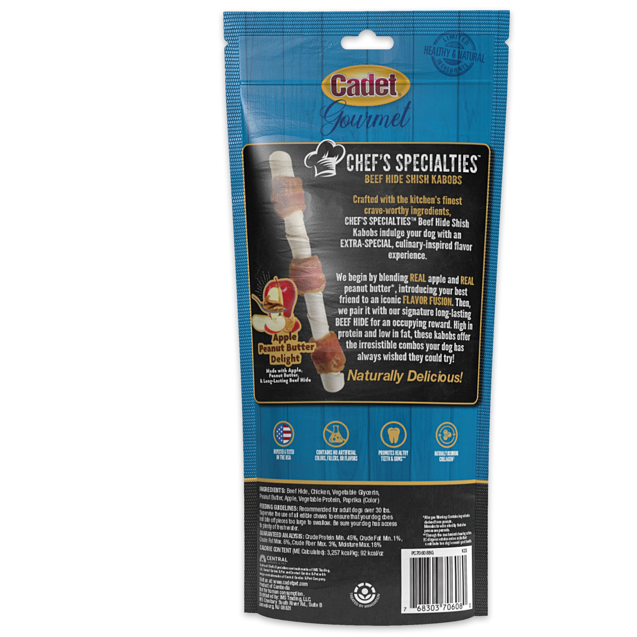Cadet Chef's Specialties Natural Rawhide Shish Kabob Chew Sticks, Apple Peanut Butter Flavor, Healthy Dog Treats for Large Breeds, 3 Count - Image 8