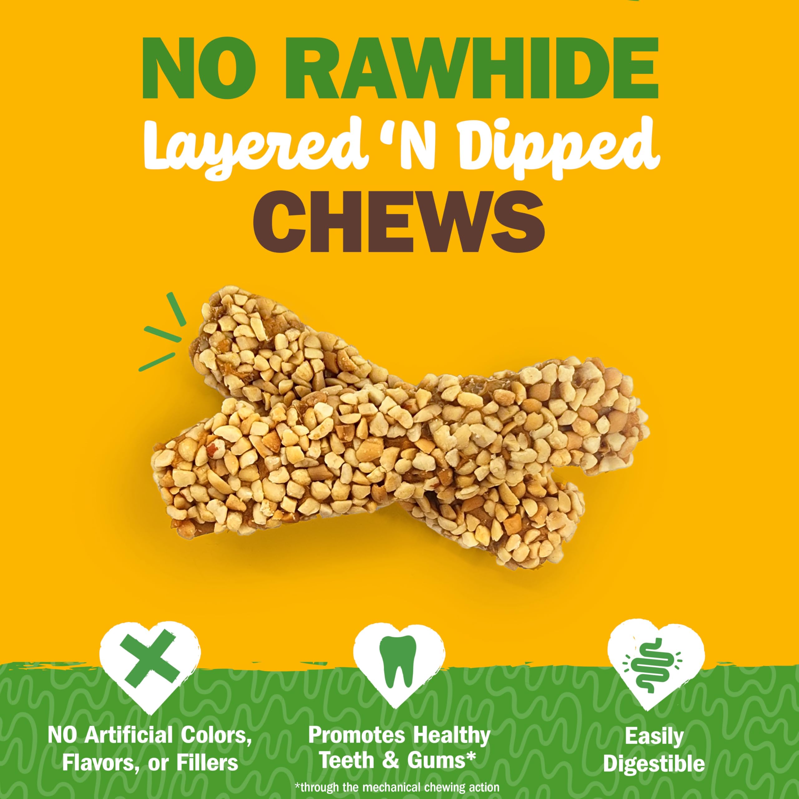Cadet Chewalicious Layered 'N Dipped with Peanuts, Rawhide-Free Dog Chews, Limited-Ingredient & Long-Lasting Chew Treats for Dogs, Made with Real Chicken, Peanut Flavor, 2 Pack - Image 3