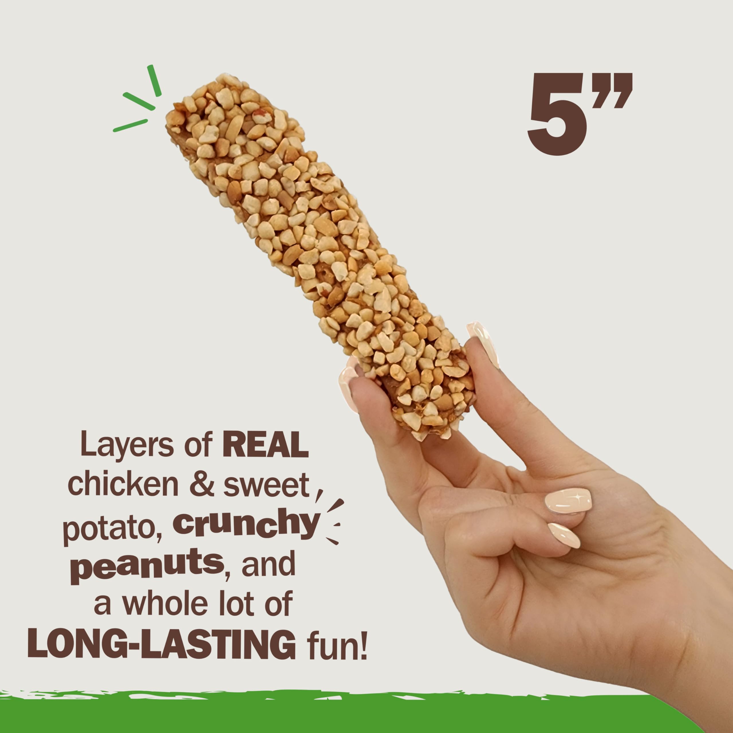 Cadet Chewalicious Layered 'N Dipped with Peanuts, Rawhide-Free Dog Chews, Limited-Ingredient & Long-Lasting Chew Treats for Dogs, Made with Real Chicken, Peanut Flavor, 2 Pack - Image 4