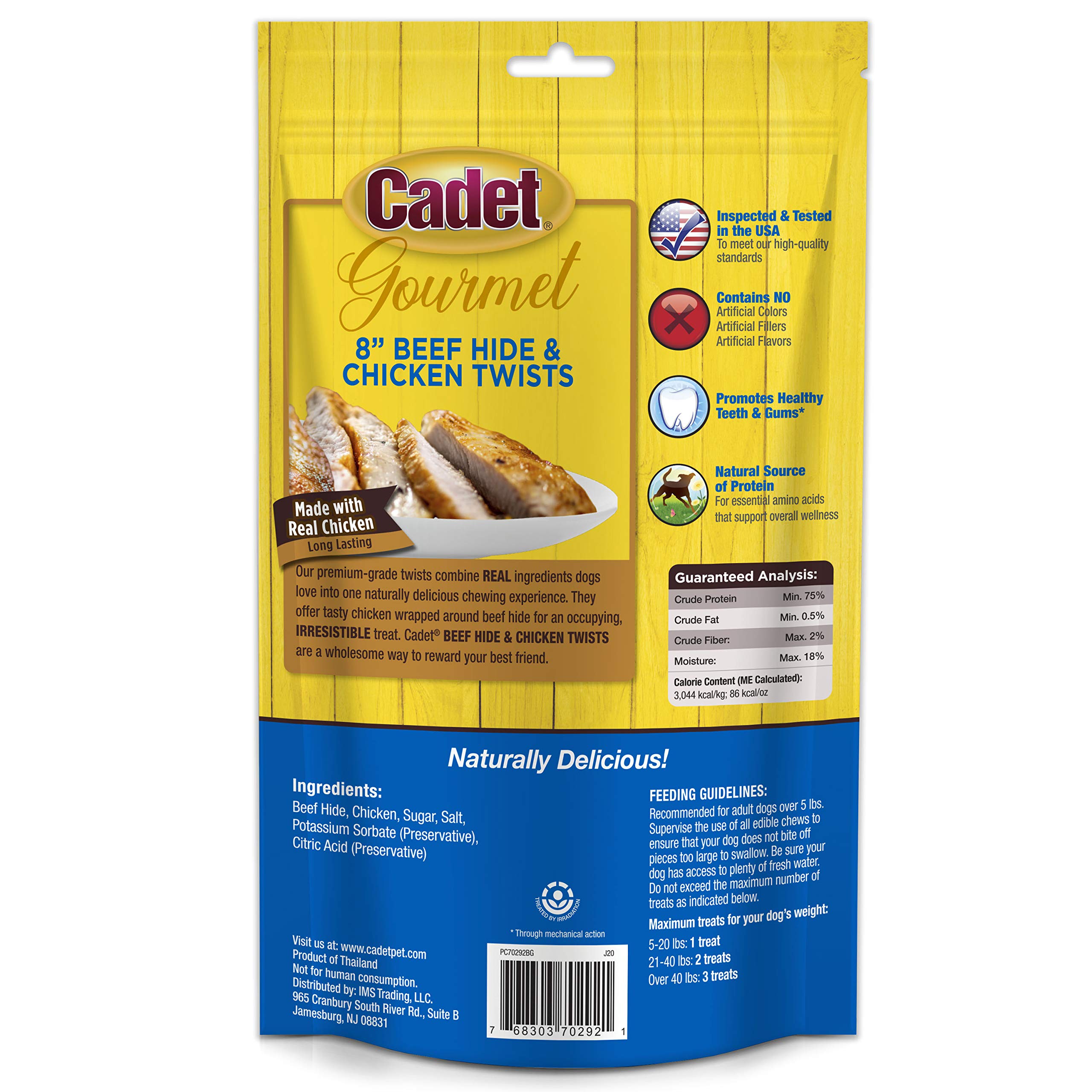 Cadet Gourmet 8-Inch Beef Hide Twist Chew Sticks, Long-Lasting and Natural Rawhide Chews for Dogs, Inspected & Tested in USA, Chicken Flavor, 6 Count - Image 7