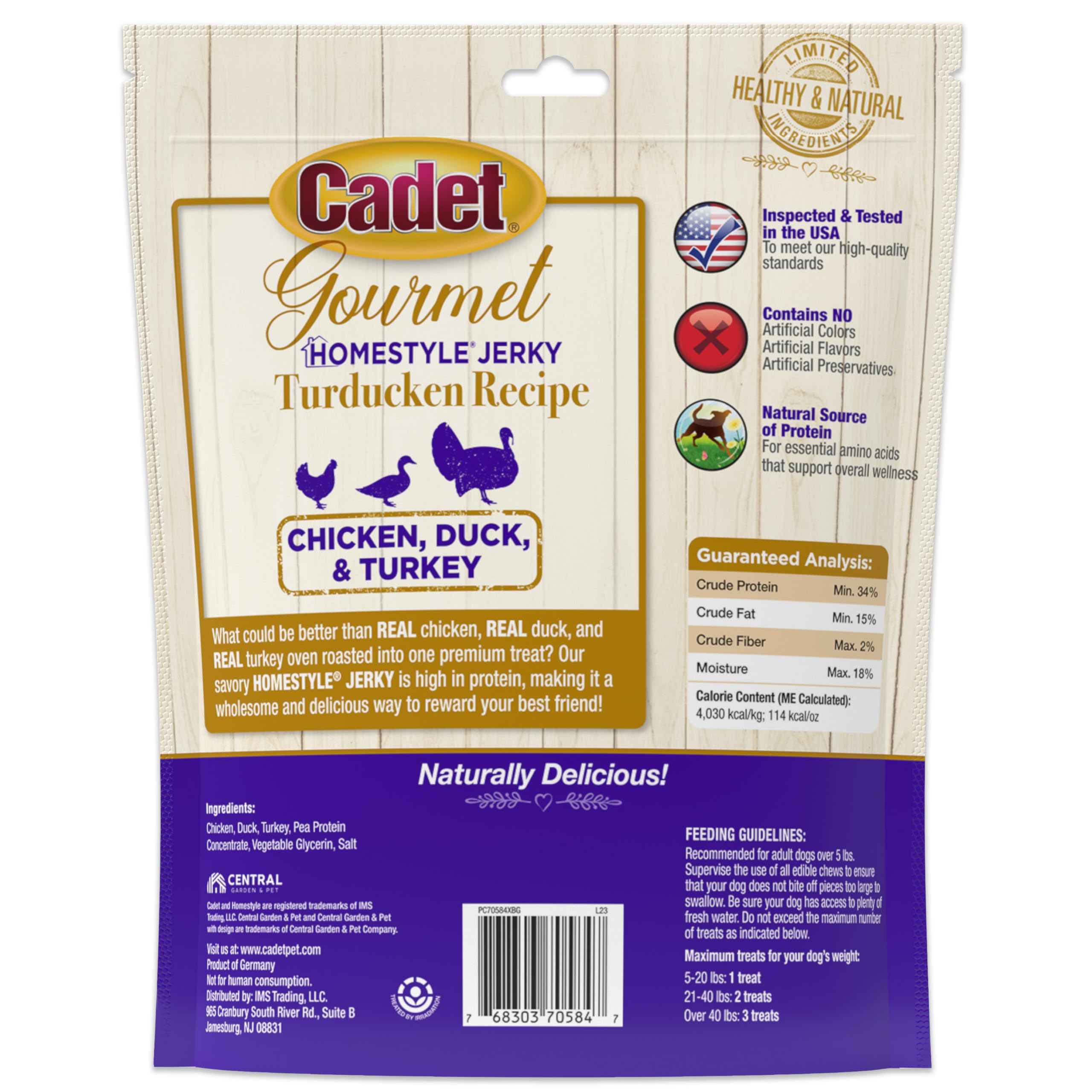 Cadet Gourmet Homestyle Turducken Recipe Jerky Chews for Dogs, Healthy Natural Dog Training Treats Made with Real Turkey, Duck & Chicken, 14 oz - Image 6