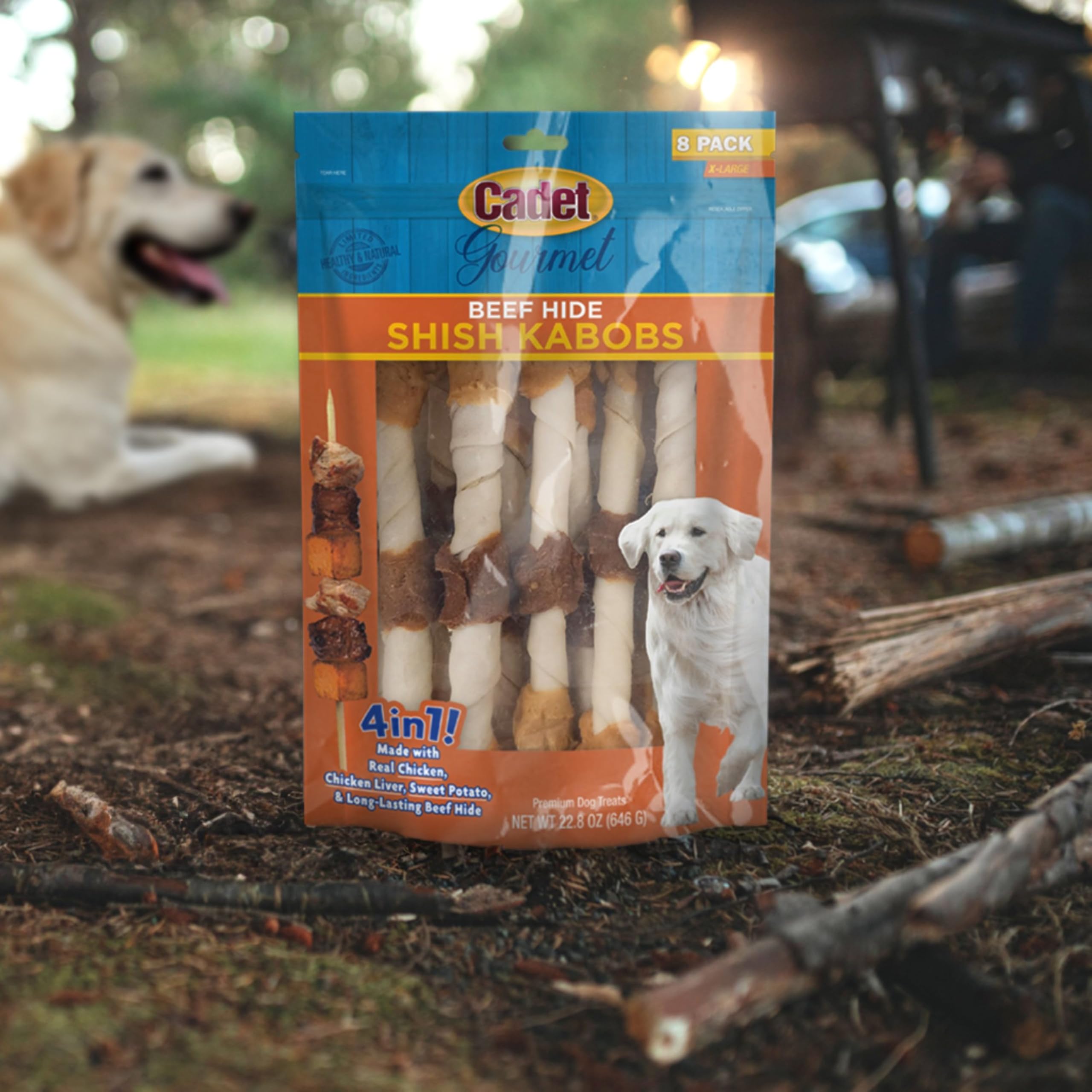 Cadet Gourmet Shish Kabob Dog Treats for Large Dogs, Healthy & Natural Chicken & Sweet Potato Chew Sticks, Beef Hide, Extra Large 10 Inch, 4 Count (Pack of 1) - Image 3