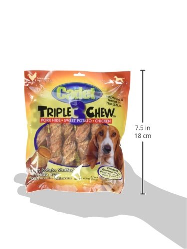 Cadet Gourmet Triple Chews Long-Lasting Pork Hide Sticks with Sweet Potato and Chicken, Healthy Dog Treats for Small & Large Dogs, 6 Count - Image 3