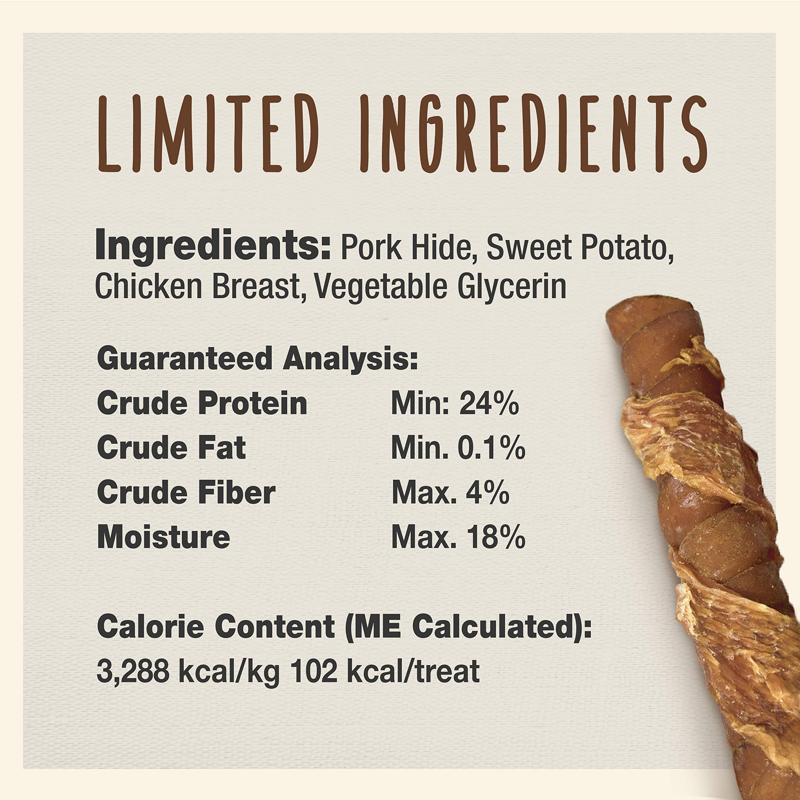 Cadet Gourmet Triple Chews Long-Lasting Pork Hide Sticks with Sweet Potato and Chicken, Healthy Dog Treats for Small & Large Dogs, 6 Count - Image 4