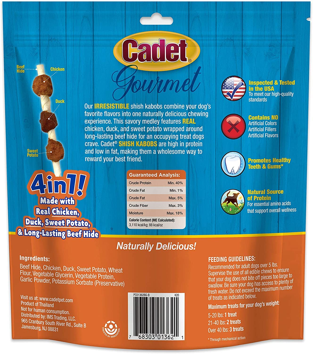 Cadet Gourmet Triple-Flavored Shish Kabobs Dog Treats, 12 Ounces, 12 Pack - Image 4