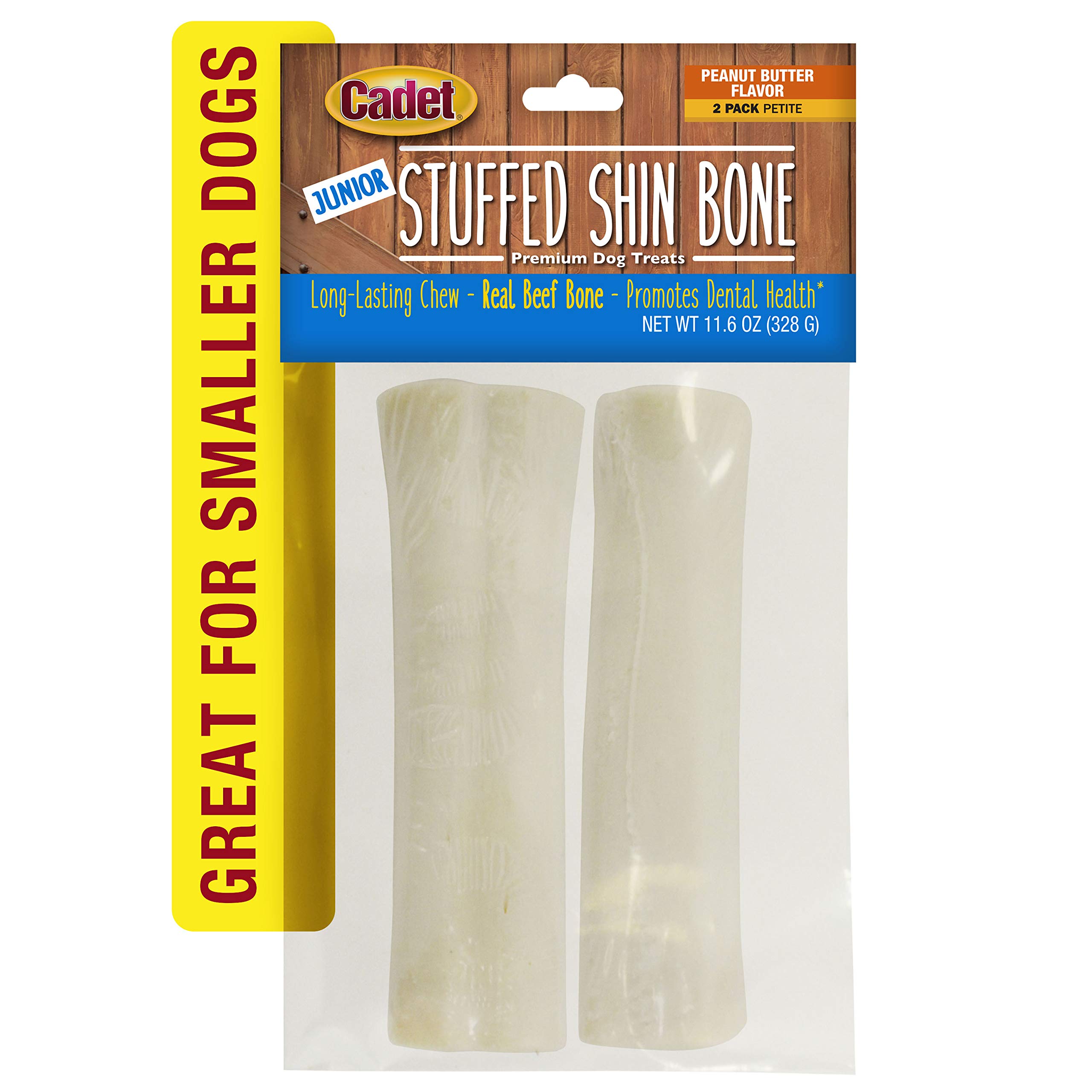 Cadet Junior Stuffed Shin Bones - Highly Digestible, High Protein, Long-Lasting Dog Chew Bone for Aggressive Chewers, Supports Dental Health, - Peanut Butter Flavor, Petite (2 Count) - Image 7