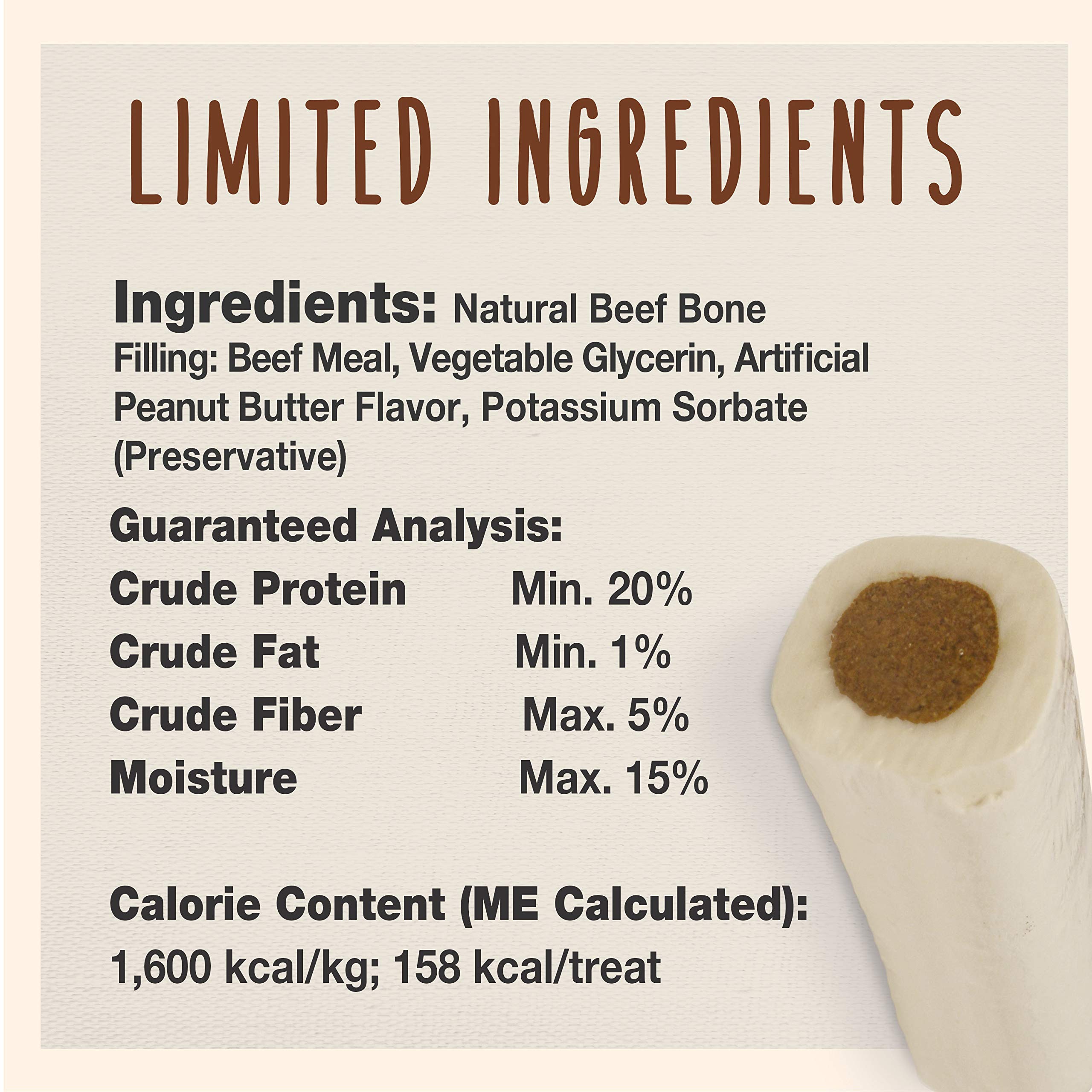 Cadet Junior Stuffed Shin Bones - Highly Digestible, High Protein, Long-Lasting Dog Chew Bone for Aggressive Chewers, Supports Dental Health, - Peanut Butter Flavor, Mini (2 Count) - Image 3