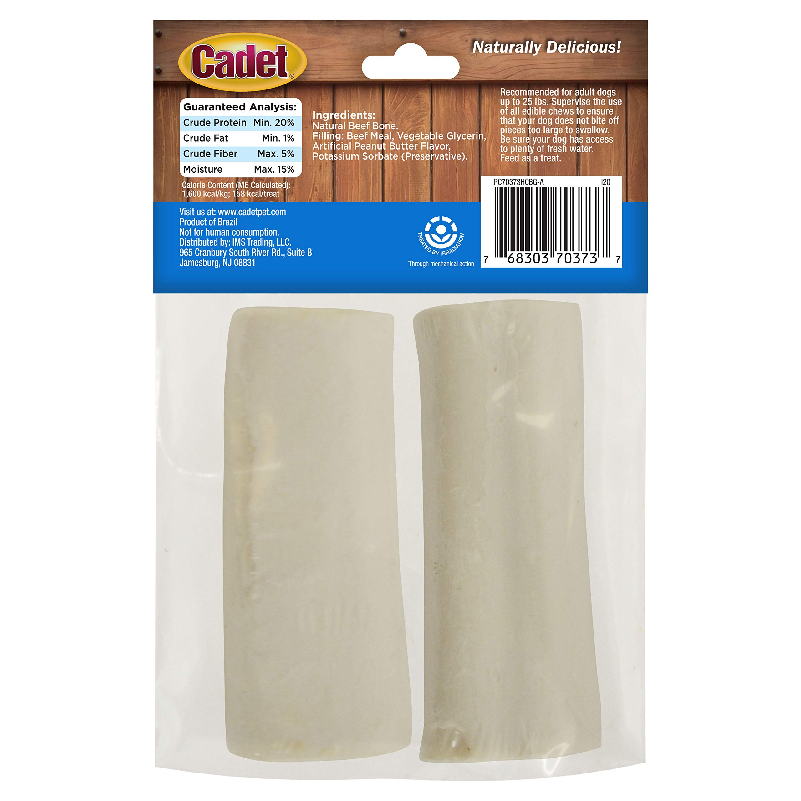 Cadet Junior Stuffed Shin Bones - Highly Digestible, High Protein, Long-Lasting Dog Chew Bone for Aggressive Chewers, Supports Dental Health, - Peanut Butter Flavor, Mini (2 Count) - Image 6