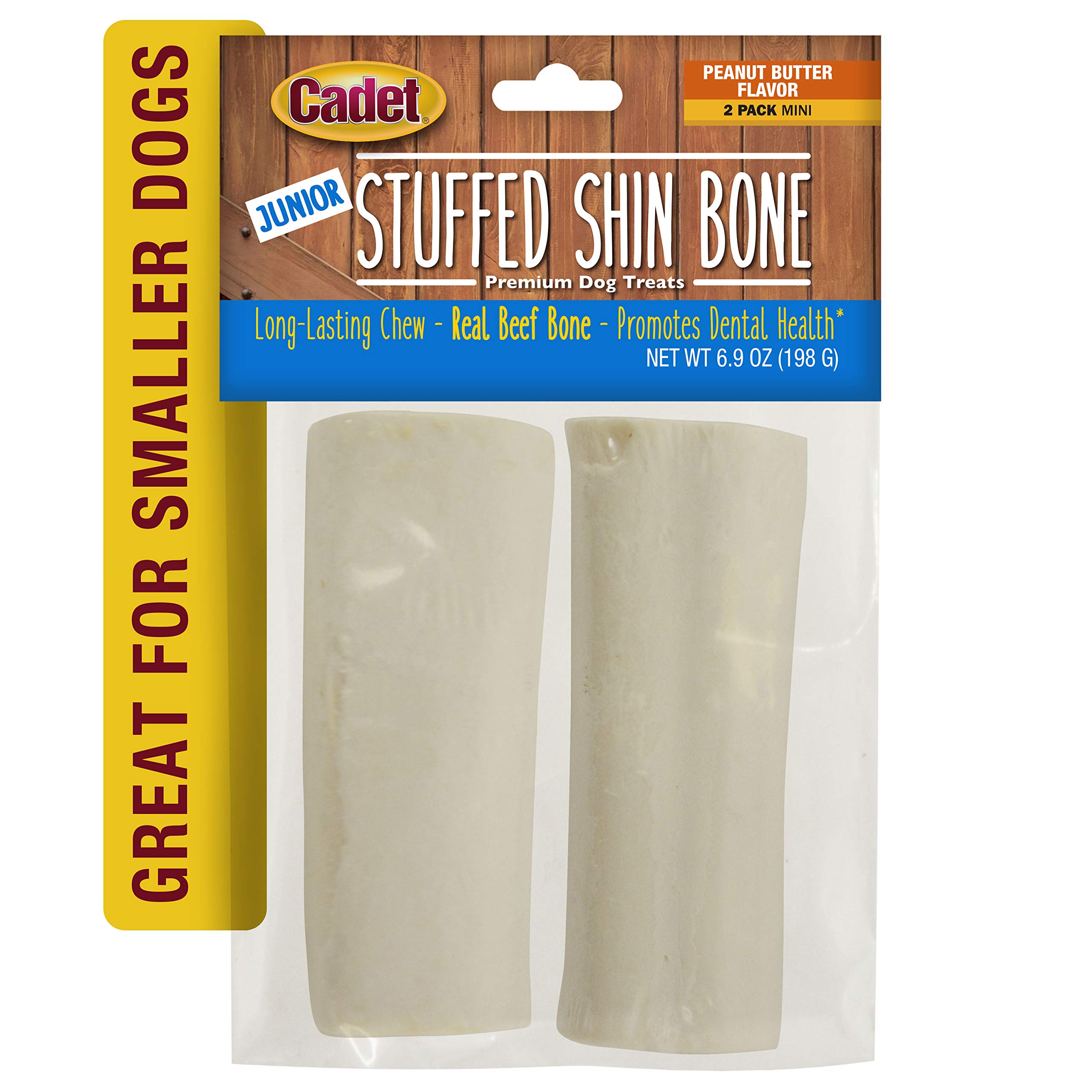 Cadet Junior Stuffed Shin Bones - Highly Digestible, High Protein, Long-Lasting Dog Chew Bone for Aggressive Chewers, Supports Dental Health, - Peanut Butter Flavor, Mini (2 Count) - Image 7