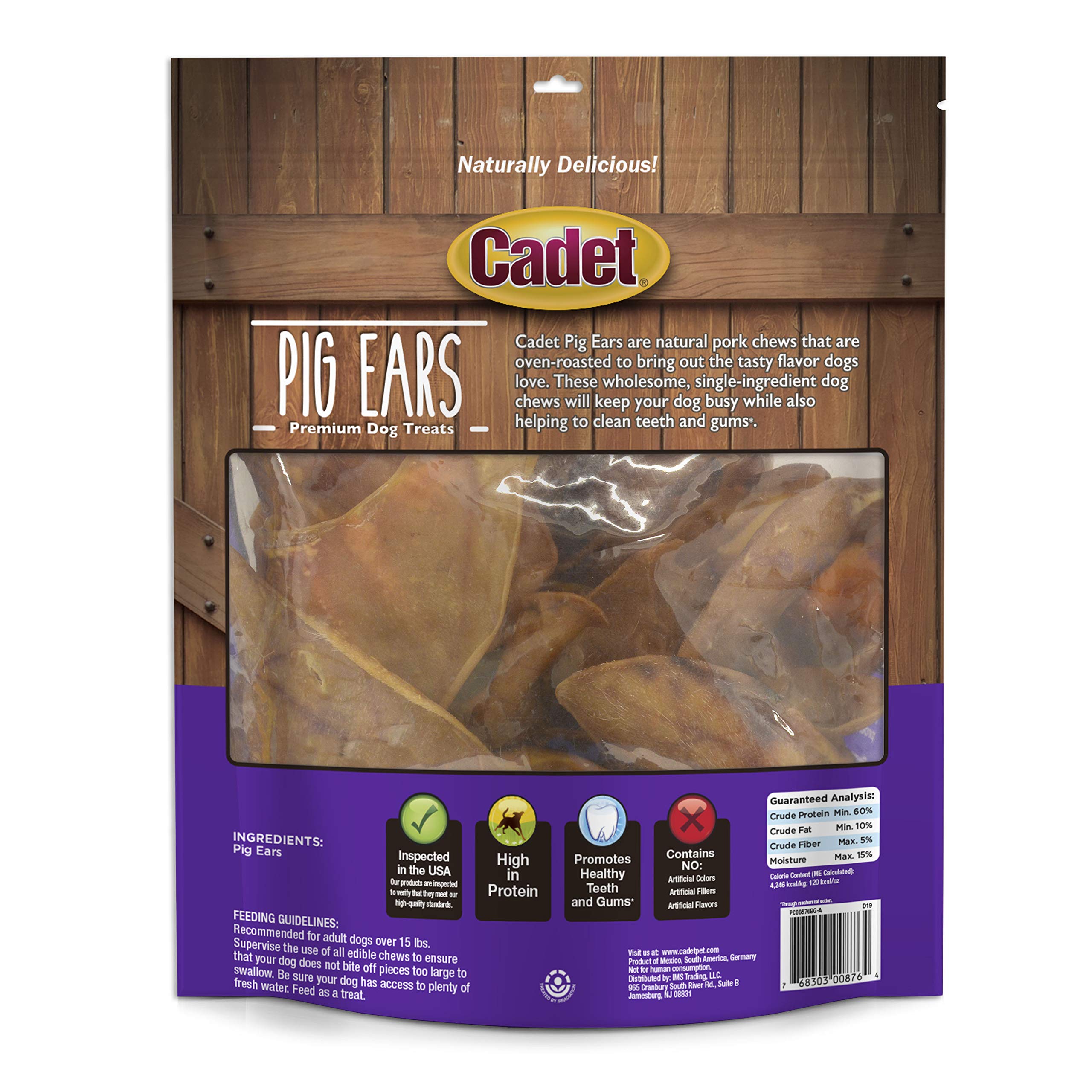 Cadet Natural Pig Ears for Dogs, Long Lasting & Natural Chew Treats for Dogs, 25 Count - Image 5