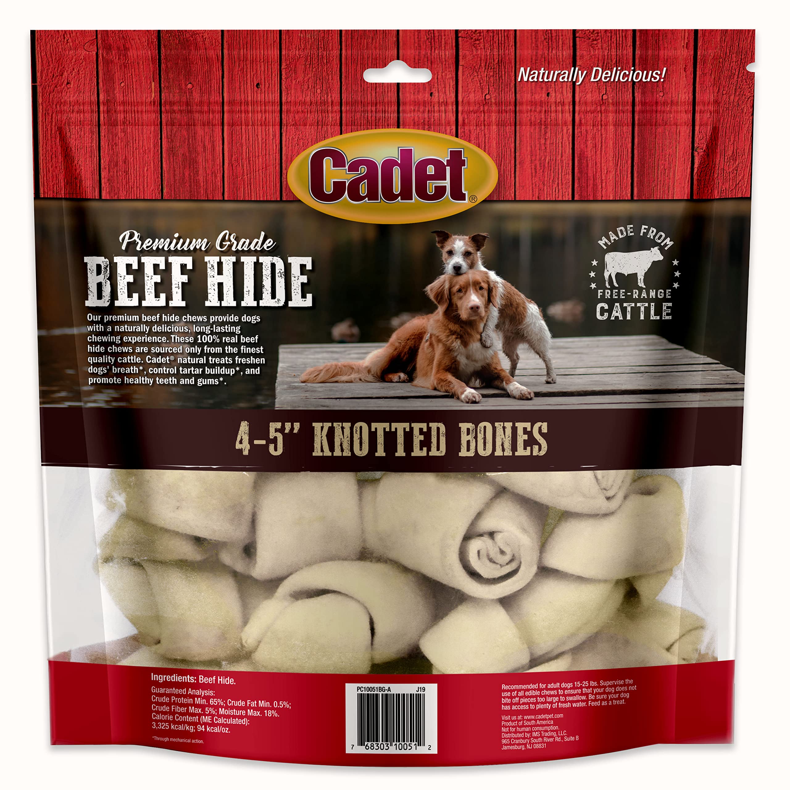 Cadet Premium Grade Beef Hide Dog Chews, 4 "- 5" Long-Lasting Knotted Rawhide Bones, Single-Ingredient, Natural Flavor, 2 Pound - Image 9