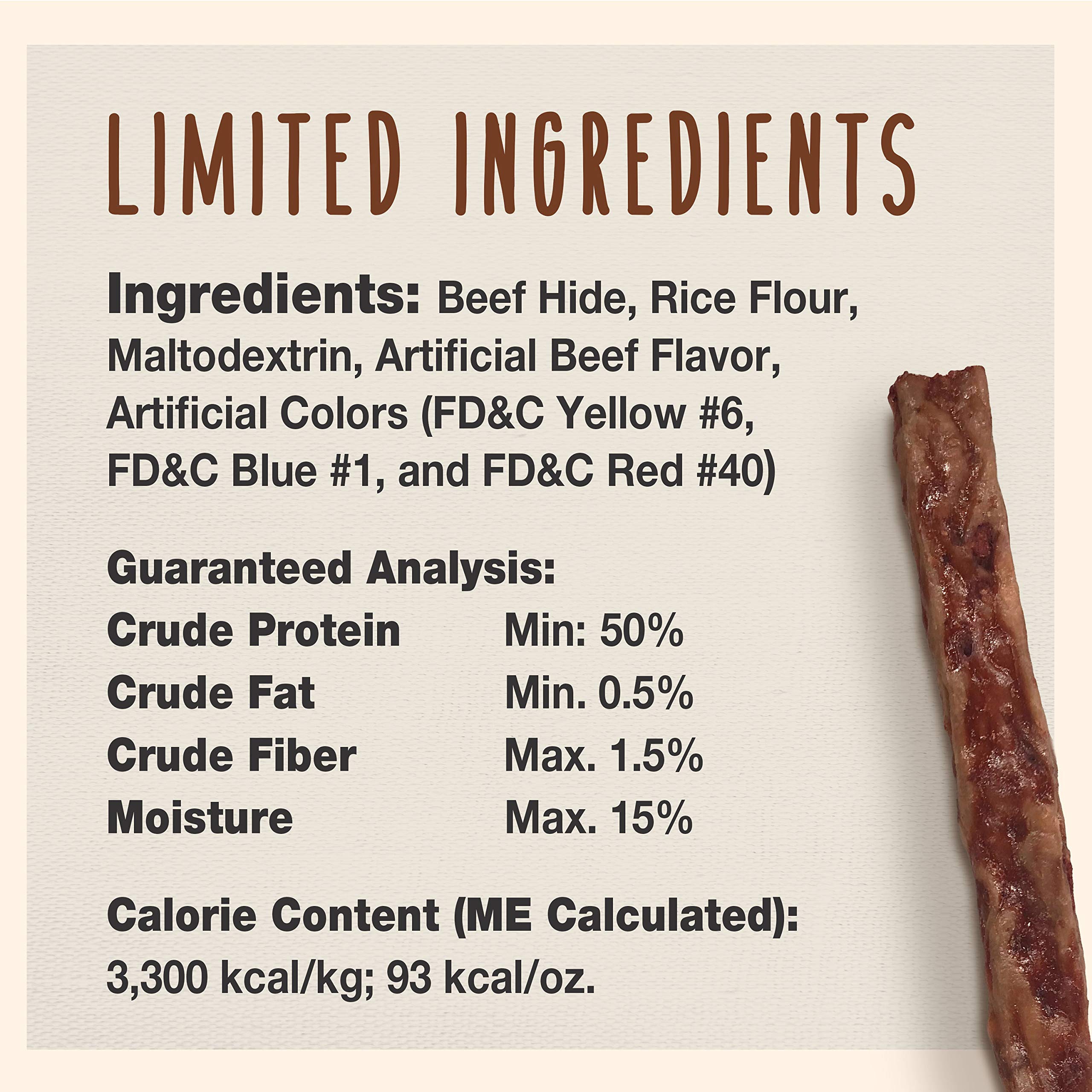 Cadet Premium Grade Beef Hide for Dogs, Long-Lasting Rawhide Munchy Flat Bars, Single-Ingredient Dog Chews, 6.5-Inch, 50 Count - Image 4