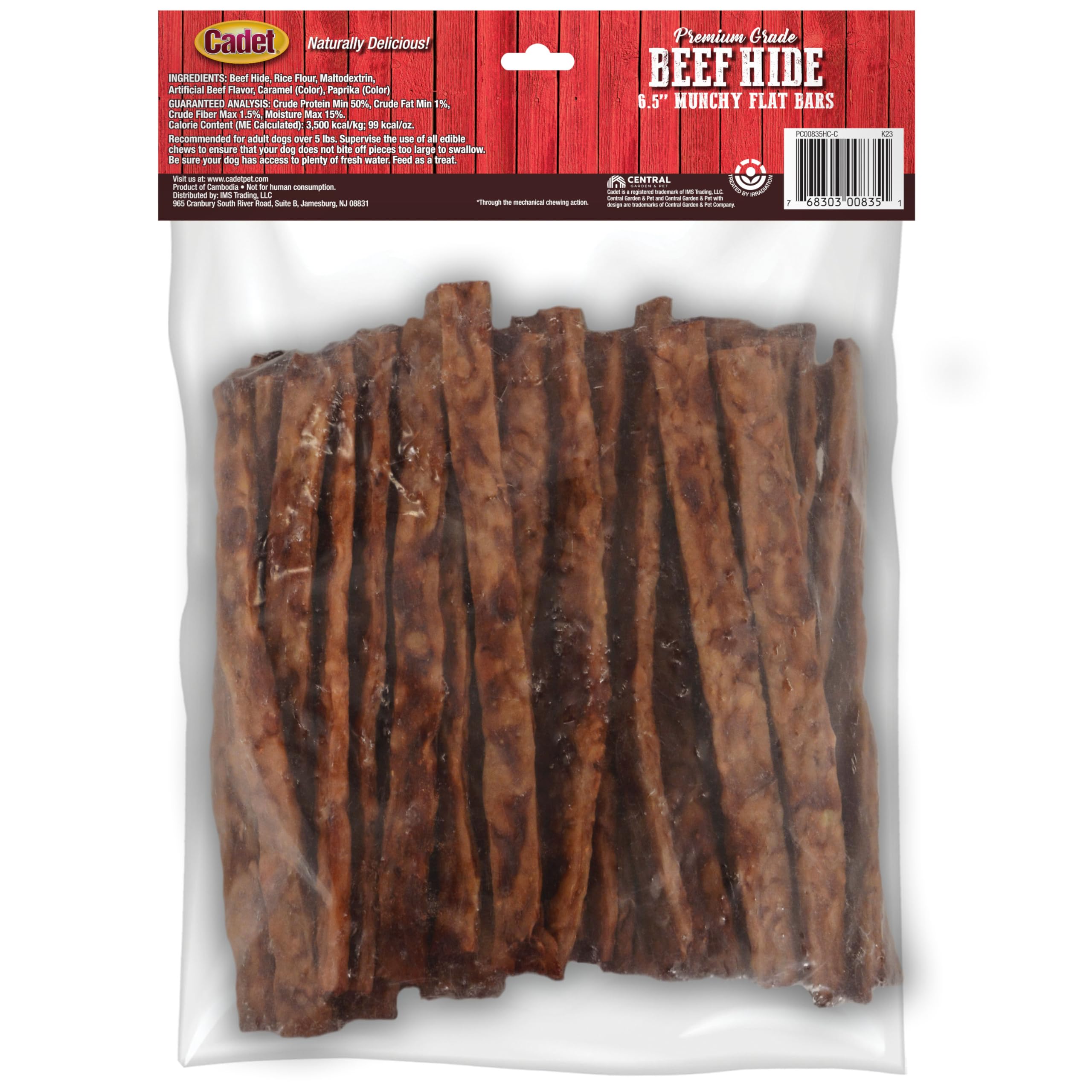 Cadet Premium Grade Beef Hide for Dogs, Long-Lasting Rawhide Munchy Flat Bars, Single-Ingredient Dog Chews, 6.5-Inch, 50 Count - Image 8