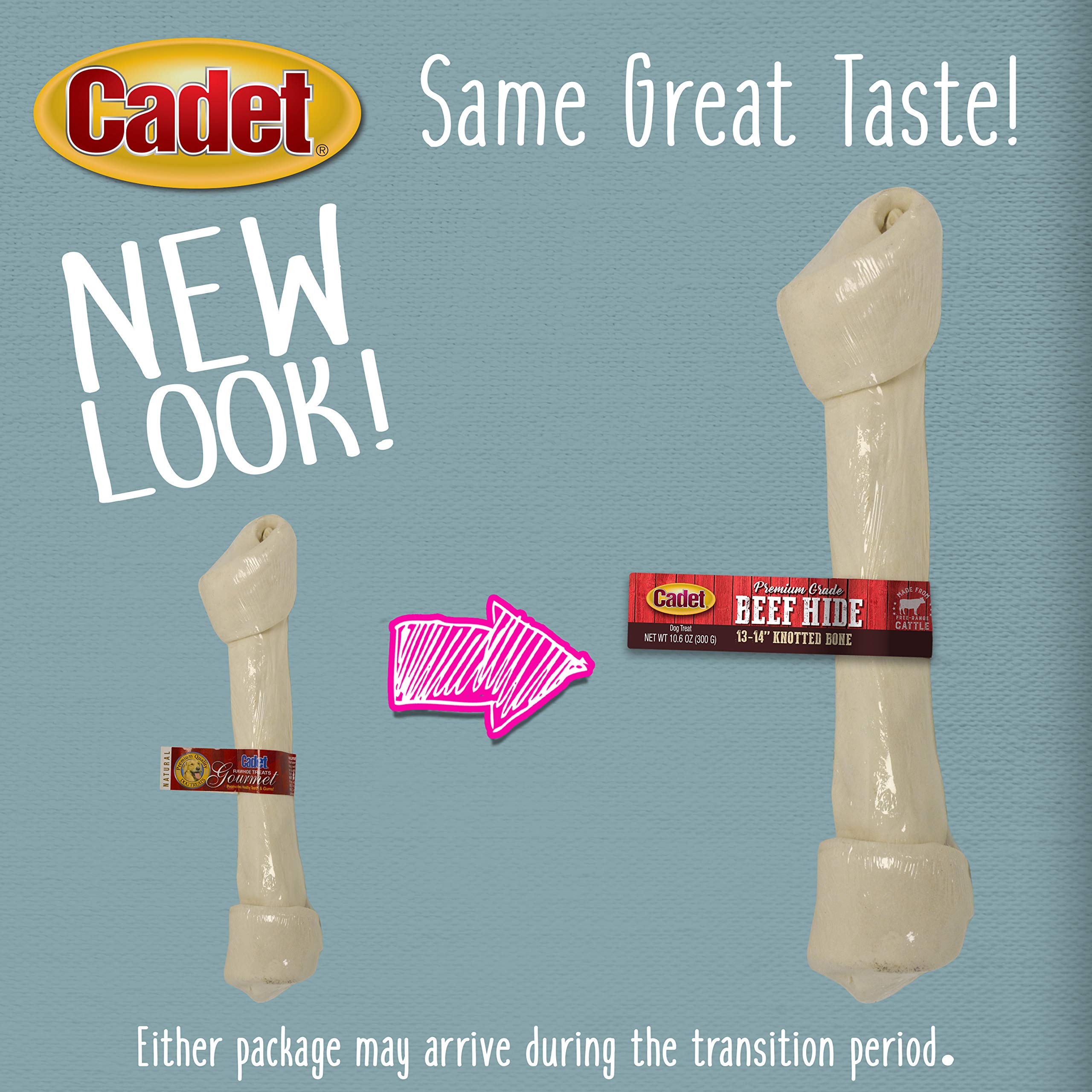 Cadet Premium Grade Beef Hide for Dogs, Long-Lasting Rawhide Knotted Bones Single-Ingredient Dog Chews, 13" - 14", 1 Count - Image 6