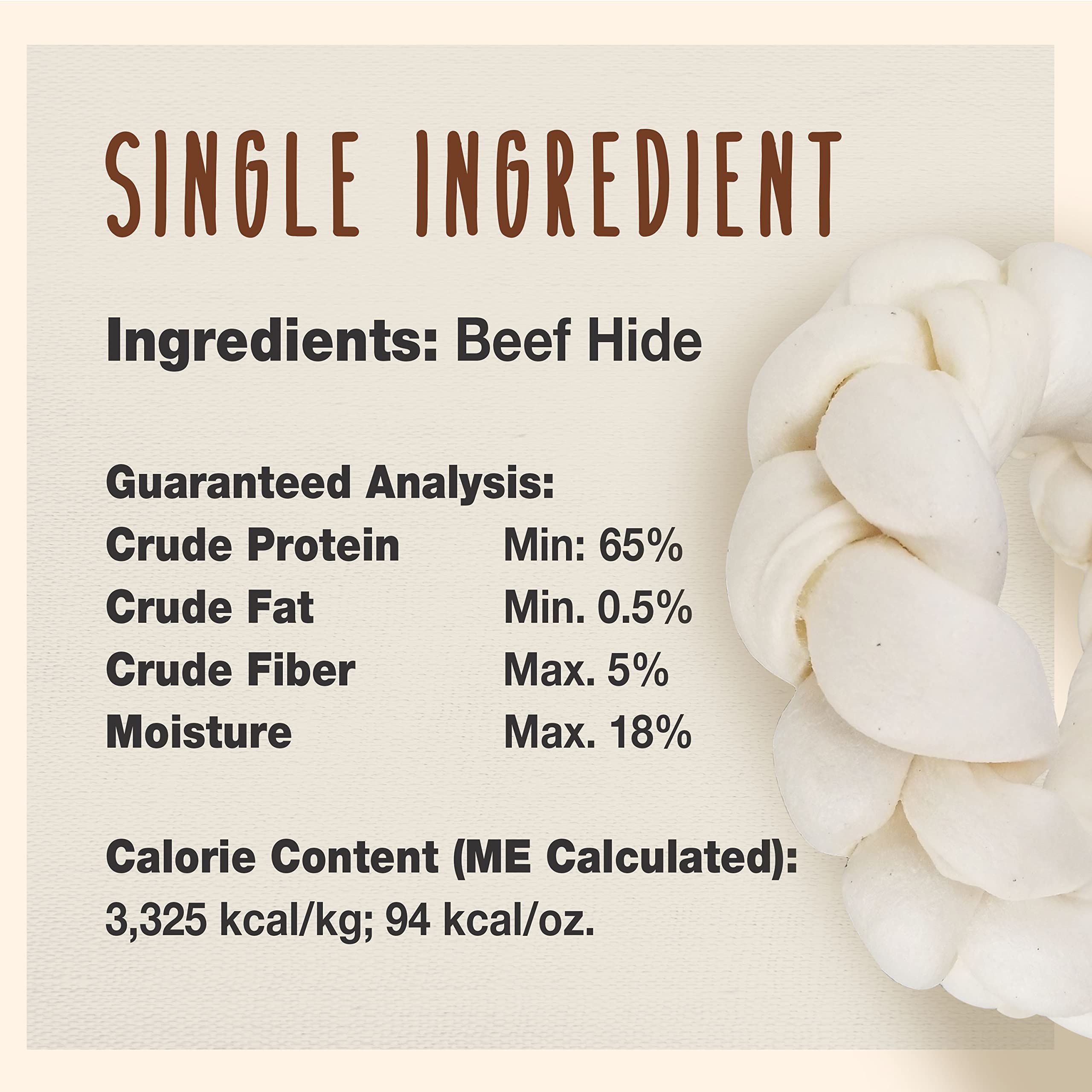 Cadet Premium Grade Beef Hide for Dogs, Long Lasting Rawhide Donut Bone, Single Ingredient Dog Chews, 8 Inch (1 Count) - Image 3