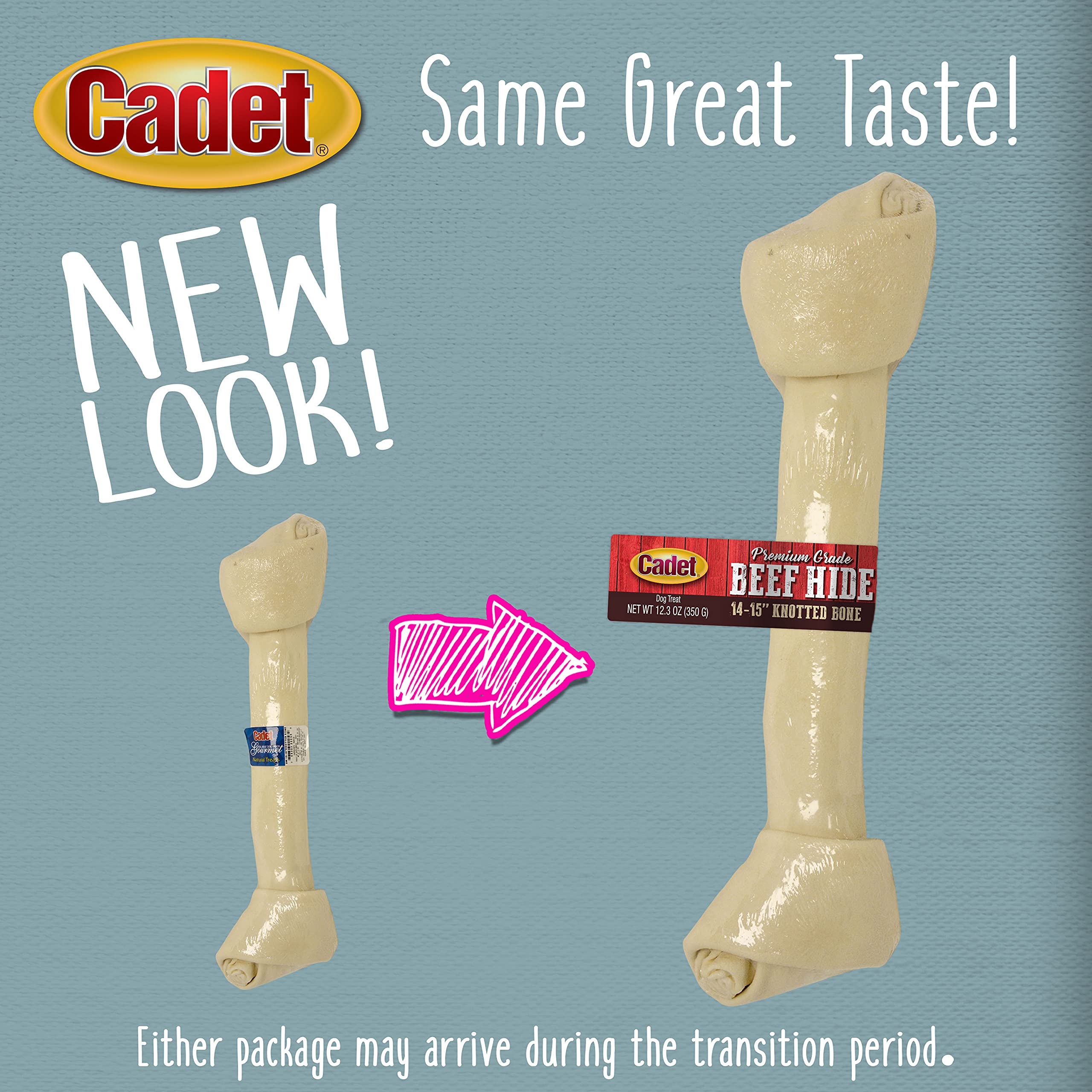 Cadet Premium Grade Beef Hide for Dogs, Long-Lasting Rawhide Knotted Bones Single-Ingredient Dog Chews, 14" - 15", 1 Count - Image 6