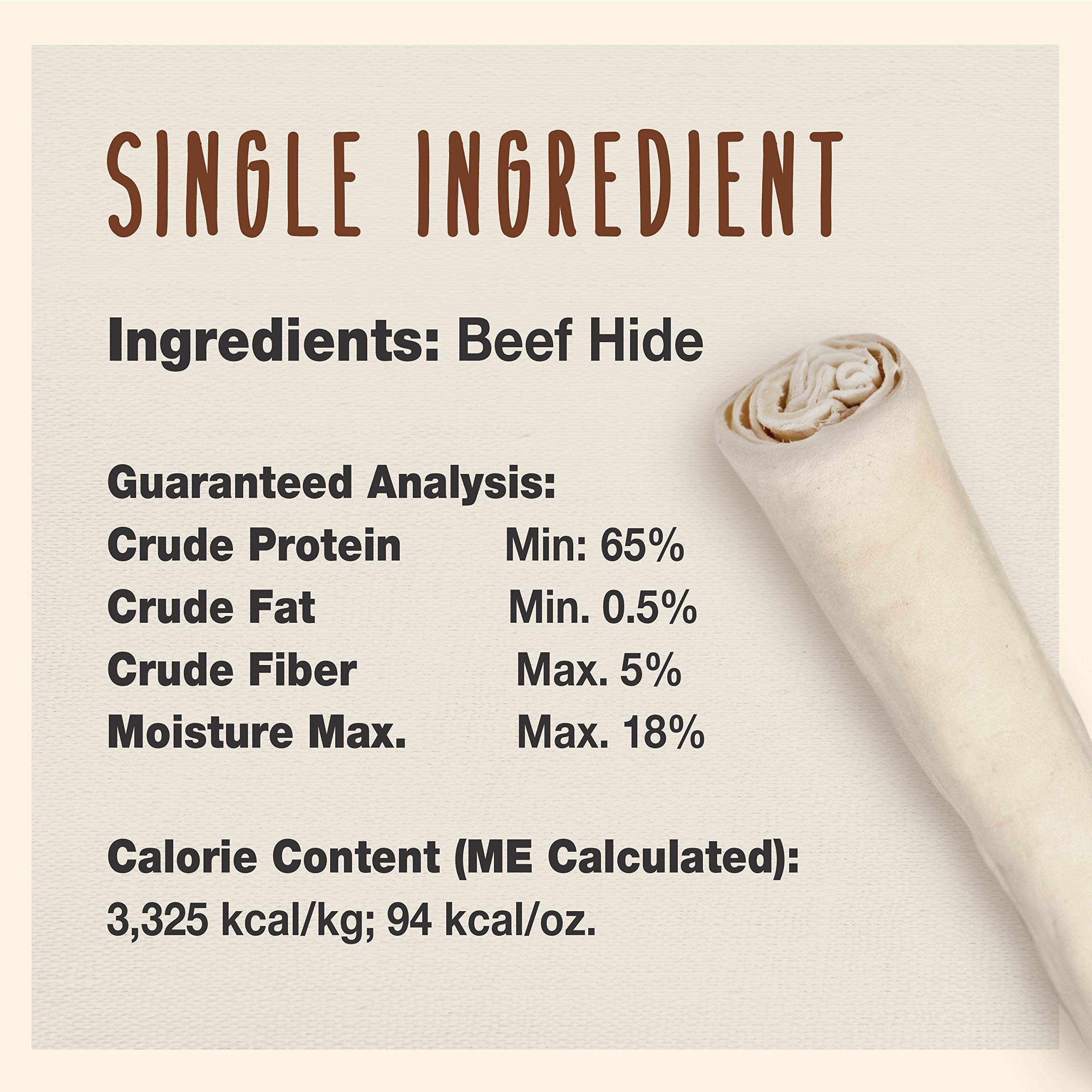 Cadet Premium Grade Beef Hide, Long-Lasting Rawhide Rolls, Single-Ingredient Dog Chews for Large Breeds, 10-Inch, 8 Count - Image 3