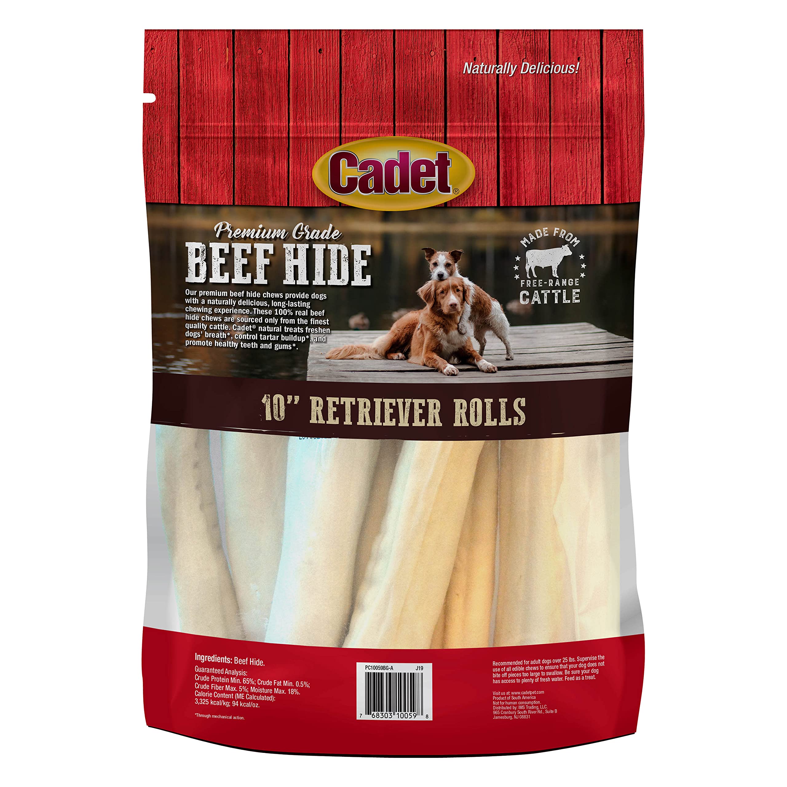 Cadet Premium Grade Beef Hide, Long-Lasting Rawhide Rolls, Single-Ingredient Dog Chews for Large Breeds, 10-Inch, 8 Count - Image 7