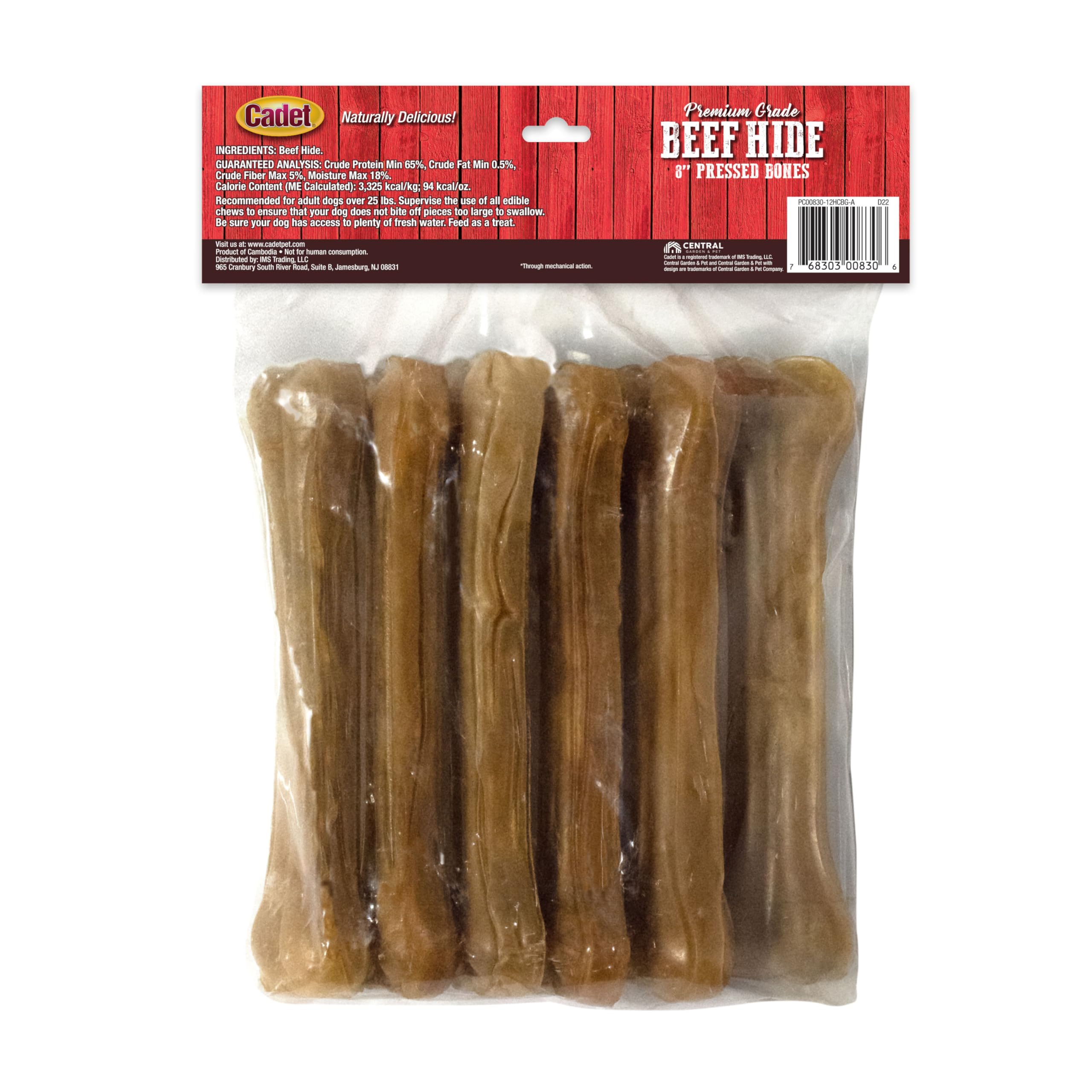 Cadet Premium Grade Pressed Beef Hide Bones, Long Lasting Rawhide Dog Chews, 8 Inch (6 Count) - Image 7