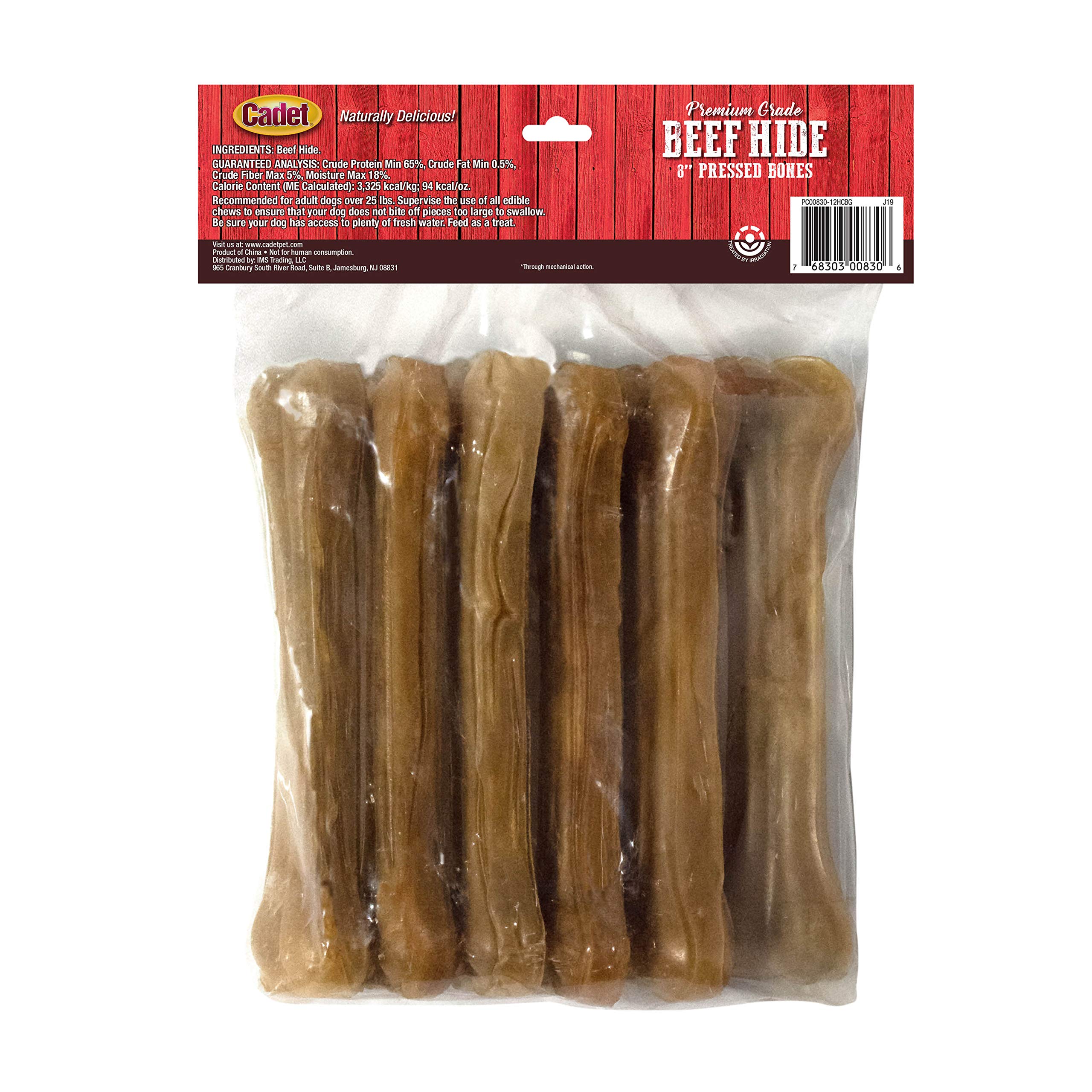 Cadet Premium Grade Pressed Beef Hide Bones, Long Lasting Rawhide Dog Chews, 8 Inch (6 Count) - Image 8