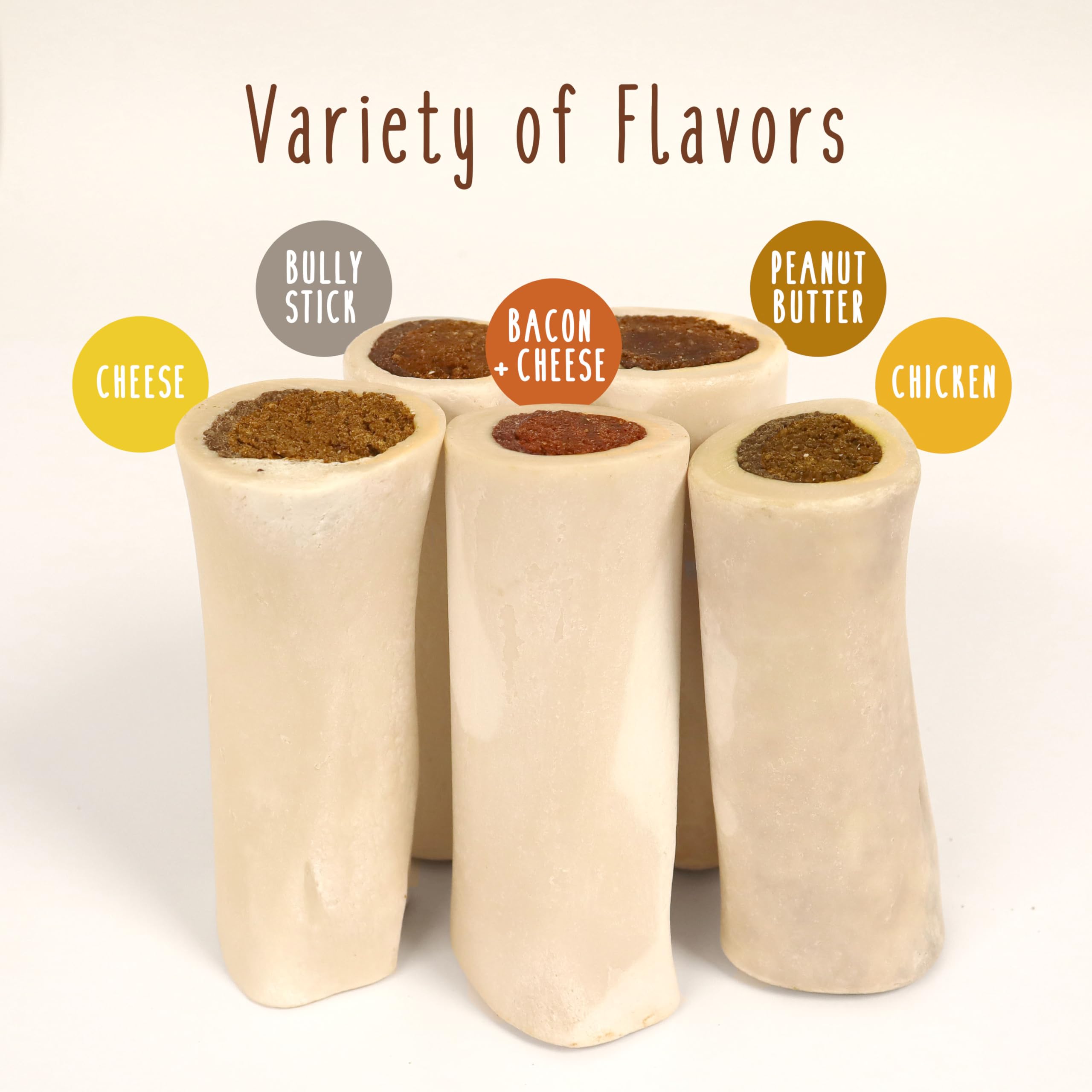 Cadet Stuffed Shin Bone, Long-Lasting Dog Chew Bones for Aggressive Chewers, High Protein Filled Bone Dental Chew for Dogs, Bacon & Cheese Flavor Filling, 3-4" for Small Dogs - Image 7